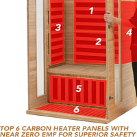 Infrared Sauna Built for Home Relaxation, Low EMF Carbon Heaters, Hemlock Wood, Bluetooth Speakers