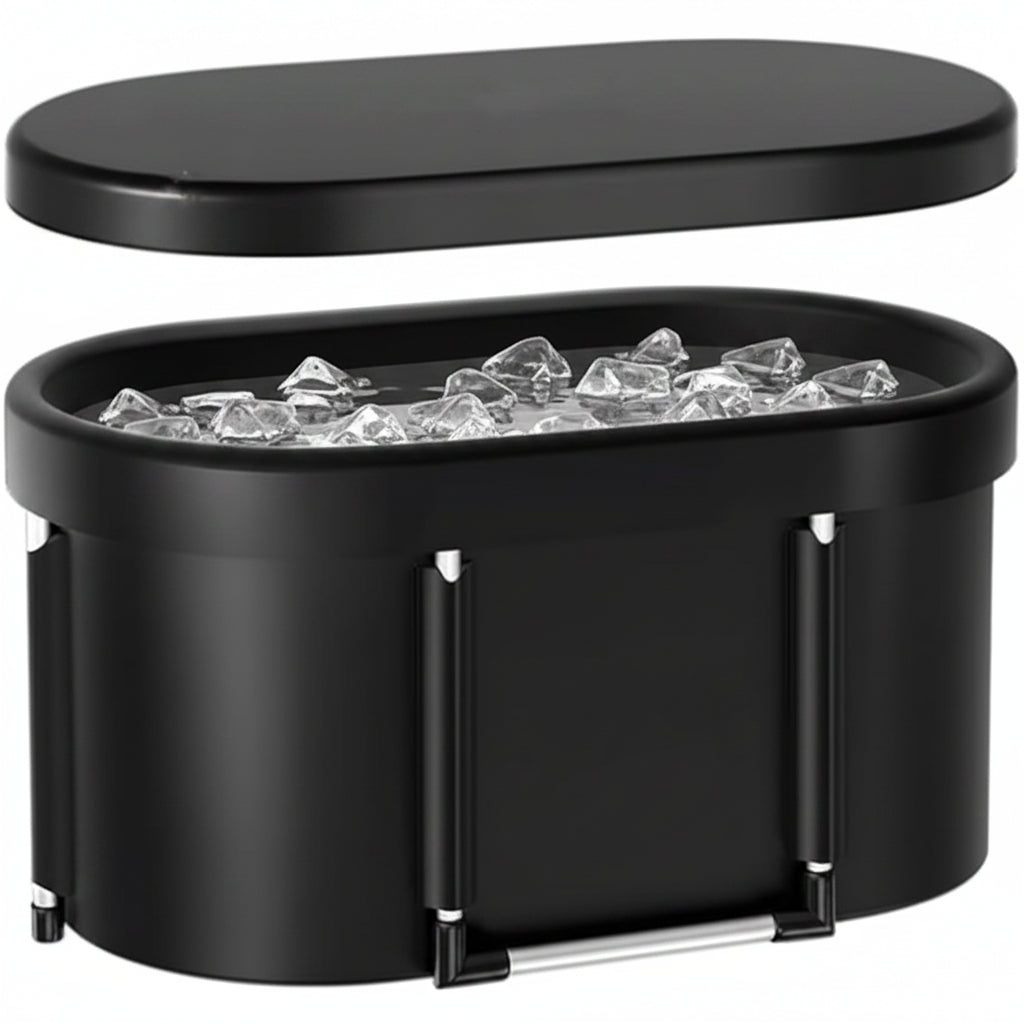 126 Gal Large Oval Ice Bath Tub for Athletes XL Portable Cold Plunge Tub with Cover Multiple Layered Outdoor Recovery Tub, Capacity for Cold Water Therapy Ice Baths at Home Outdoor Gym