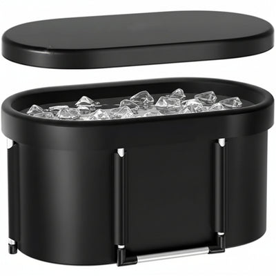 126 Gal Large Oval Ice Bath Tub for Athletes XL Portable Cold Plunge Tub with Cover Multiple Layered Outdoor Recovery Tub, Capacity for Cold Water Therapy Ice Baths at Home Outdoor Gym