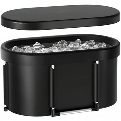 126 Gal Large Oval Ice Bath Tub for Athletes XL Portable Cold Plunge Tub with Cover Multiple Layered Outdoor Recovery Tub, Capacity for Cold Water Therapy Ice Baths at Home Outdoor Gym