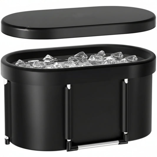 126 Gal Large Oval Ice Bath Tub for Athletes XL Portable Cold Plunge Tub with Cover Multiple Layered Outdoor Recovery Tub, Capacity for Cold Water Therapy Ice Baths at Home Outdoor Gym