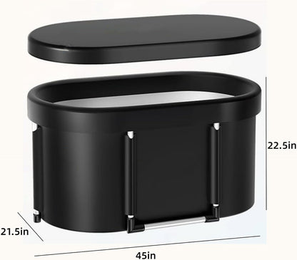 126 Gal Large Oval Ice Bath Tub for Athletes XL Portable Cold Plunge Tub with Cover Multiple Layered Outdoor Recovery Tub, Capacity for Cold Water Therapy Ice Baths at Home Outdoor Gym