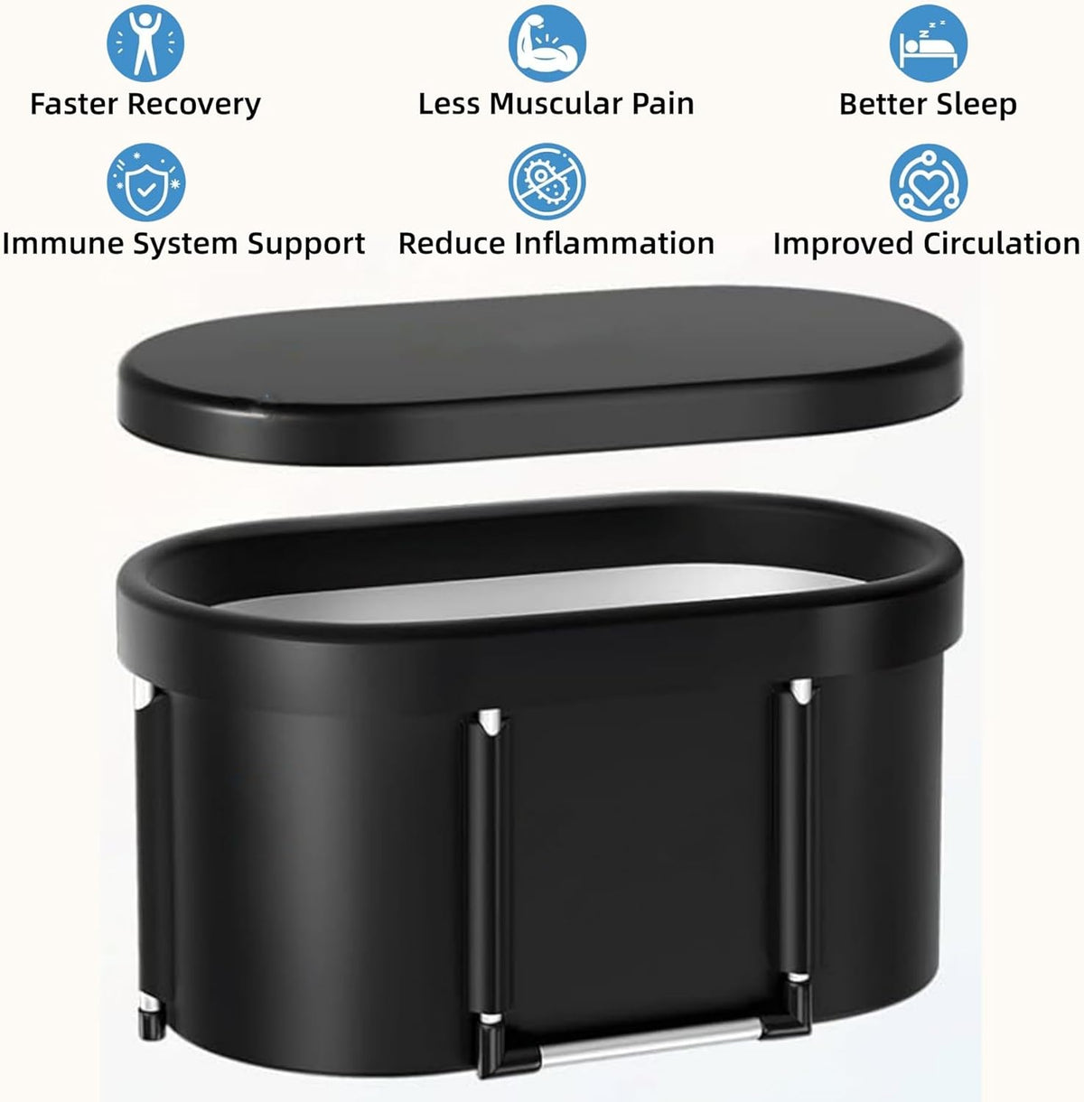 126 Gal Large Oval Ice Bath Tub for Athletes XL Portable Cold Plunge Tub with Cover Multiple Layered Outdoor Recovery Tub, Capacity for Cold Water Therapy Ice Baths at Home Outdoor Gym