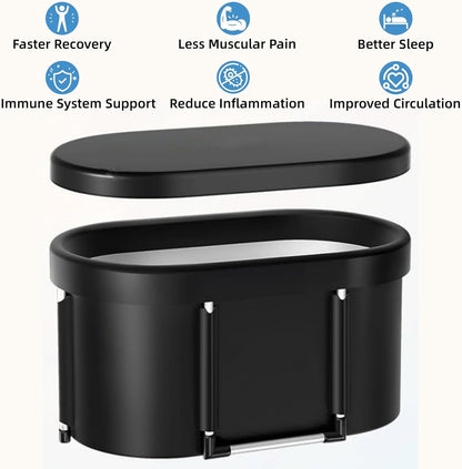 126 Gal Large Oval Ice Bath Tub for Athletes XL Portable Cold Plunge Tub with Cover Multiple Layered Outdoor Recovery Tub, Capacity for Cold Water Therapy Ice Baths at Home Outdoor Gym