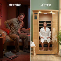 Andora 2-Person Low EMF FAR Infrared Sauna, Canadian Hemlock — Before & After