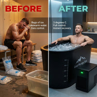 Cold Plunge Tub, 248 Gallon, 1 Horsepower, Heavy-Duty Ice Bath Tub for Athletes with Hot & Cold, Portable Inflatable Plunge Chiller with Water Treatment Kit, Immersion Therapy, Wifi (Black, 1 Set) — Before & After