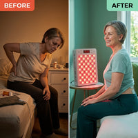 Red Light Therapy Panel, 660Nm Red & 850Nm near Infrared Light Therapy Device with TENS & EMS Functions, 60 Dual Chip Leds, 6 Programs, Timer, Stand, High Power LED Light Therapy Lamp for Face Body — Before & After