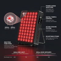 Red Light Therapy Panel, 660Nm Red & 850Nm near Infrared Light Therapy Device with TENS & EMS Functions, 60 Dual Chip Leds, 6 Programs, Timer, Stand, High Power LED Light Therapy Lamp for Face Body — How It Works
