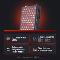 Red Light Therapy Panel Device – 630Nm 660Nm 810Nm 850Nm Red & near Infrared Light Therapy, LED Light Therapy Lamp, 72 Quad Chip Leds, Adjustable Brightness, Pulse Mode – ULTRA360 — Results & Stats