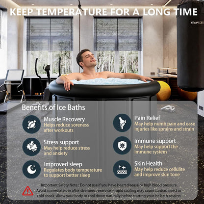 Ice Bath Tub for Athletes - Extra Large Cold Plunge Tub for Muscle Recovery & Cold Water Therapy, Portable Multi-Layer Ice Bath for Home, Gym, Backyard, Spa, Indoor & Outdoor Use (Black, 30X31.5 IN)