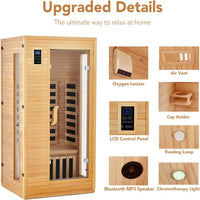 Infrared Sauna Built for Home Relaxation, Low EMF Carbon Heaters, Hemlock Wood, Bluetooth Speakers